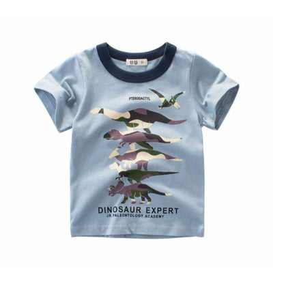 Summer Boy's Cartoon Printed Cotton T-Shirt