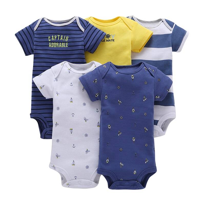 Printed Cotton Baby's Onesies 5 pcs Set