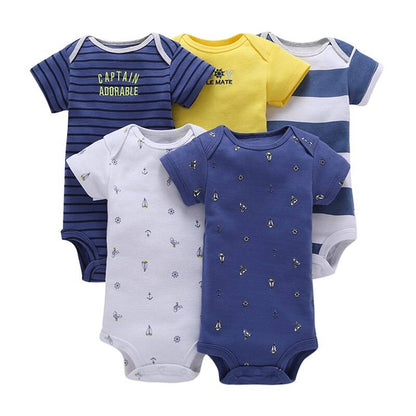 Printed Cotton Baby's Onesies 5 pcs Set