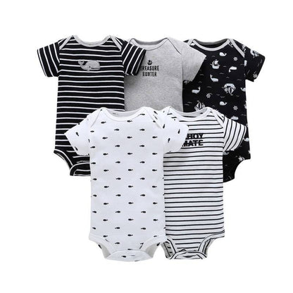 Printed Cotton Baby's Onesies 5 pcs Set