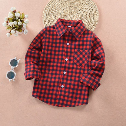 Casual Boy`s British Plaid Shirts