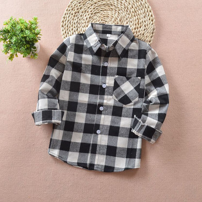 Casual Boy`s British Plaid Shirts
