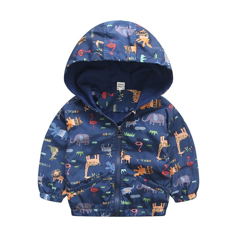 Hooded Animal Patterned Autumn Coat