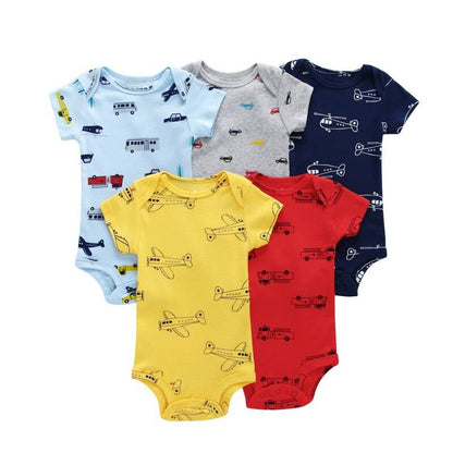 Printed Cotton Baby's Onesies 5 pcs Set
