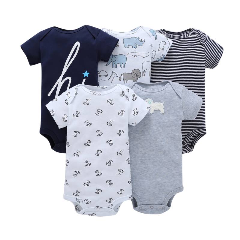 Printed Cotton Baby's Onesies 5 pcs Set