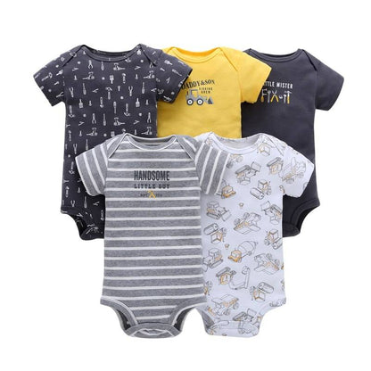 Printed Cotton Baby's Onesies 5 pcs Set