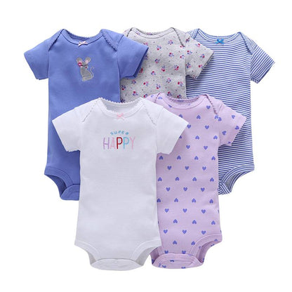 Printed Cotton Baby's Onesies 5 pcs Set