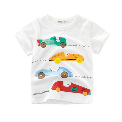 Summer Boy's Cartoon Printed Cotton T-Shirt