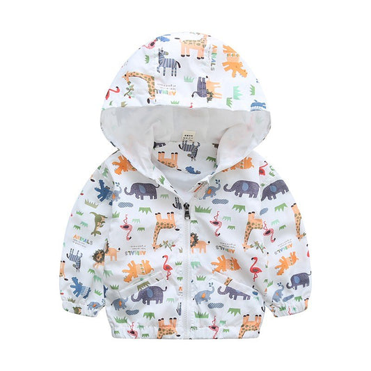 Hooded Animal Patterned Autumn Coat