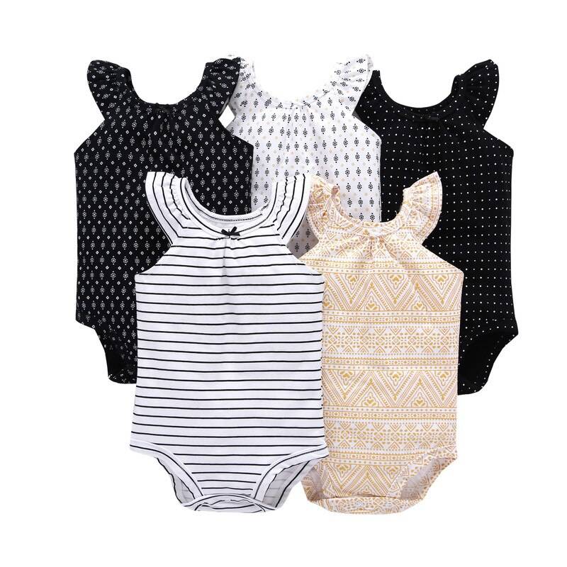 Printed Cotton Baby's Onesies 5 pcs Set