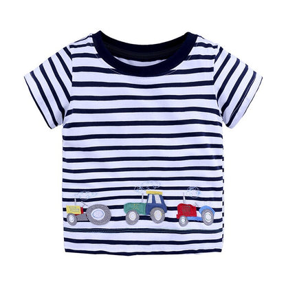 Summer Baby Cotton O-Neck T-Shirt with Cartoon Print