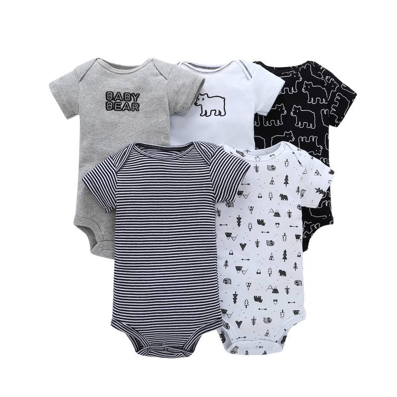 Printed Cotton Baby's Onesies 5 pcs Set