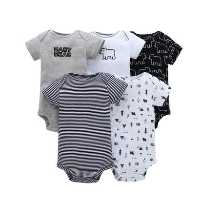 Printed Cotton Baby's Onesies 5 pcs Set
