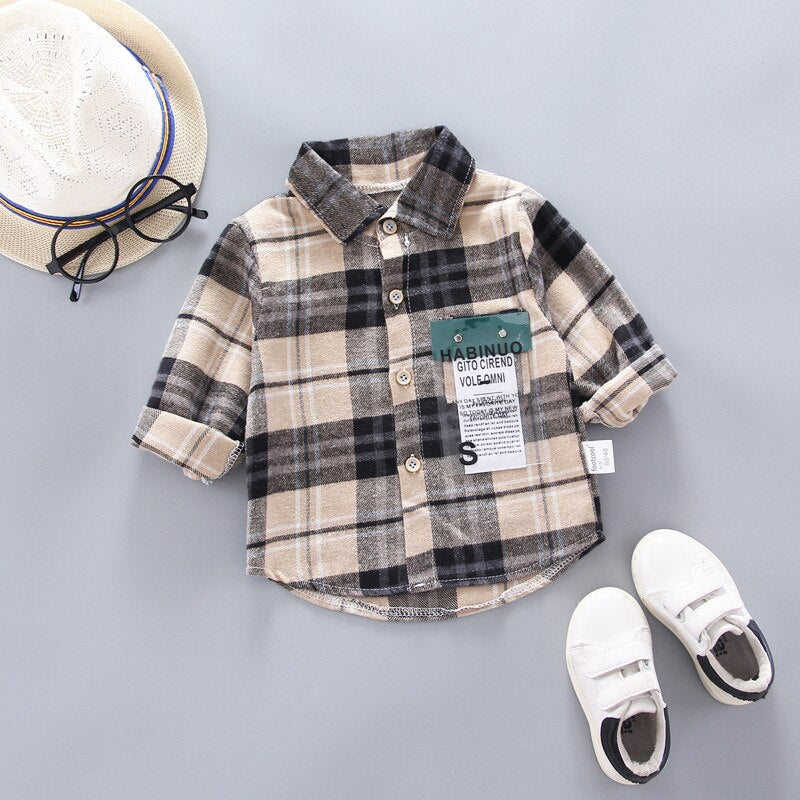 Baby Boy's Plaid Cotton Long Sleeve Shirt