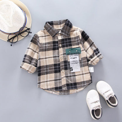 Baby Boy's Plaid Cotton Long Sleeve Shirt