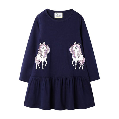 Girls Long Sleeved Cotton Printed Dress