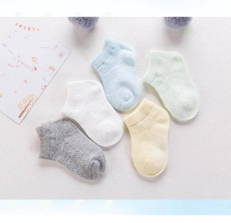 Baby's Pastel Color Breathable Socks 5 Pairs Set