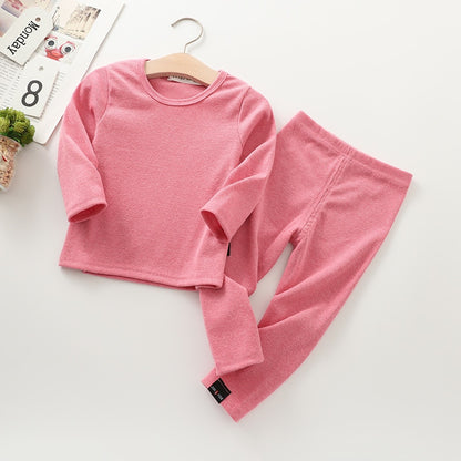 Long Sleeve Solid Color Baby Pajama Set