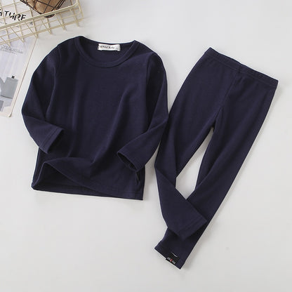 Long Sleeve Solid Color Baby Pajama Set