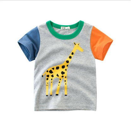 Summer Boy's Cartoon Printed Cotton T-Shirt