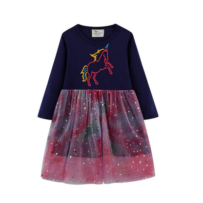 Girls Long Sleeved Cotton Printed Dress