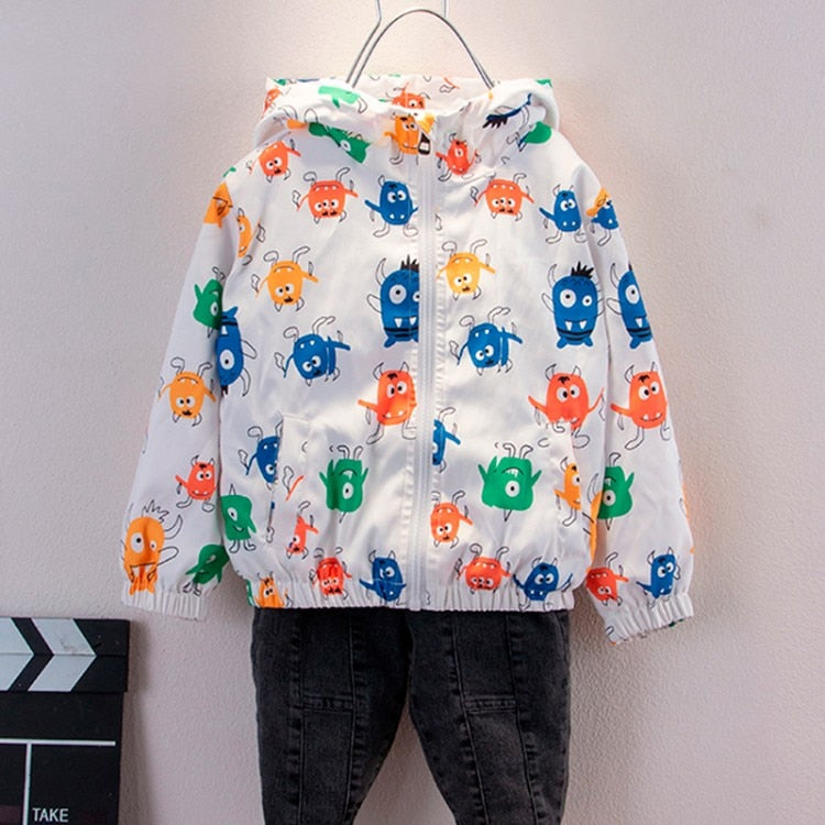 Hooded Animal Patterned Autumn Coat