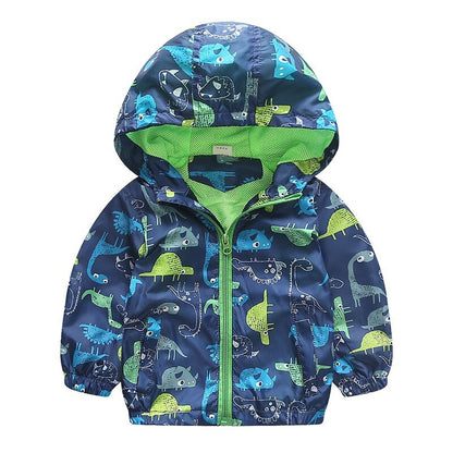 Hooded Animal Patterned Autumn Coat