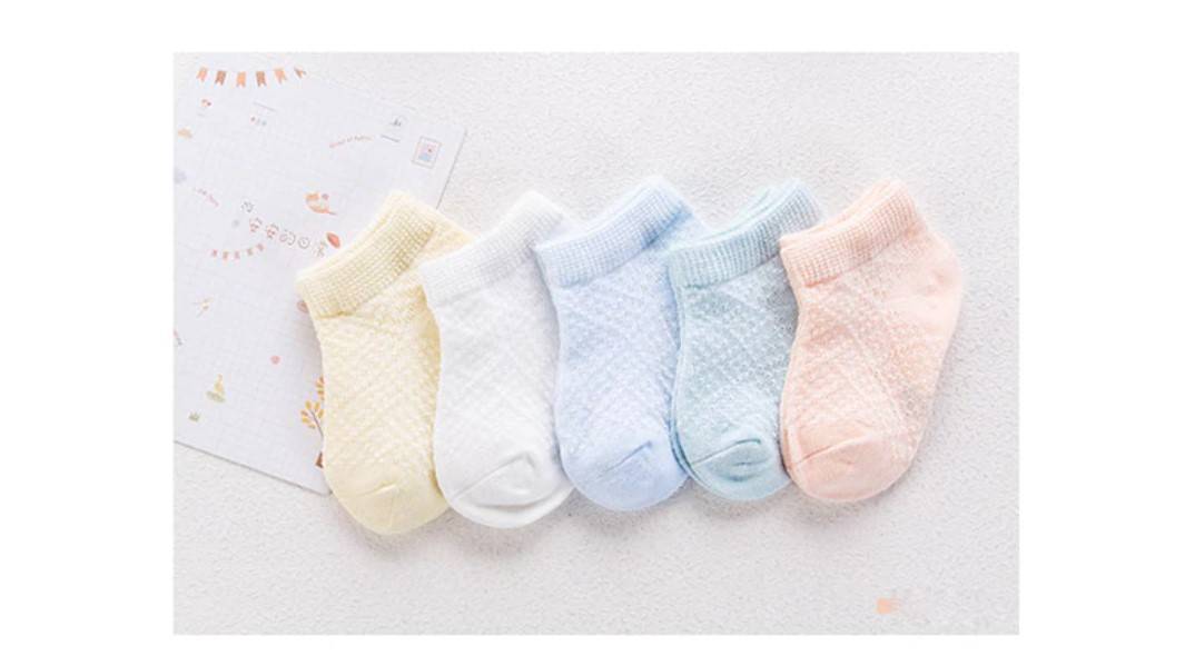 Baby's Pastel Color Breathable Socks 5 Pairs Set