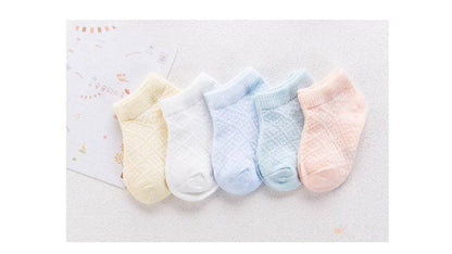 Baby's Pastel Color Breathable Socks 5 Pairs Set