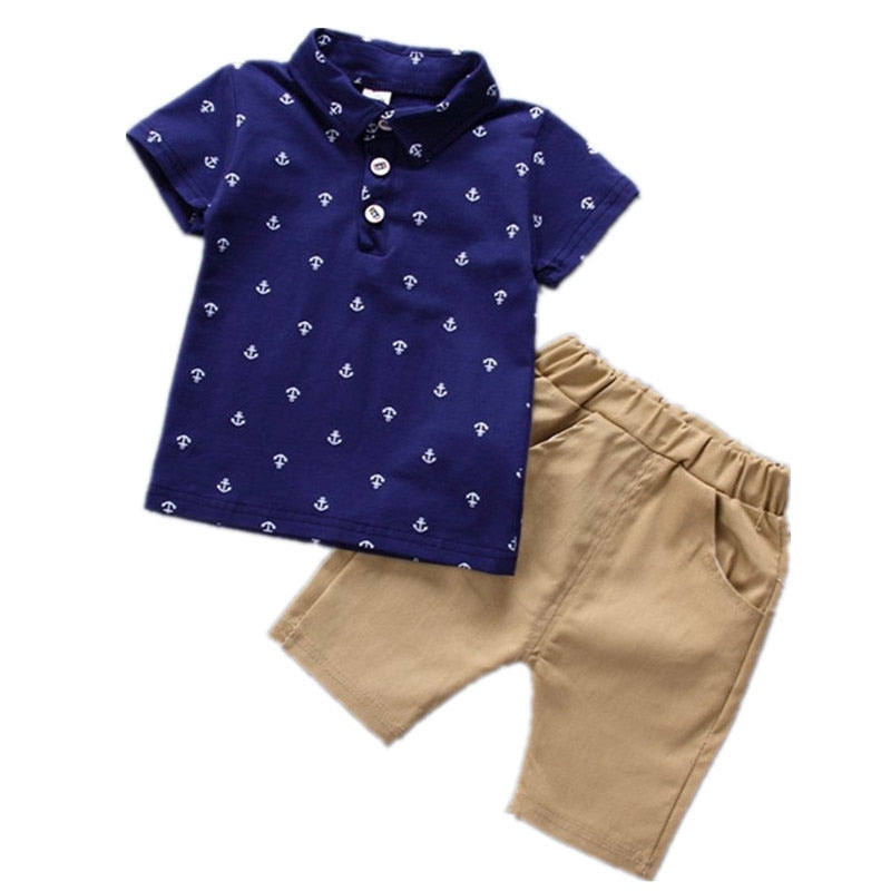 Baby Boy's Anchor Printed Shirt and Shorts Set