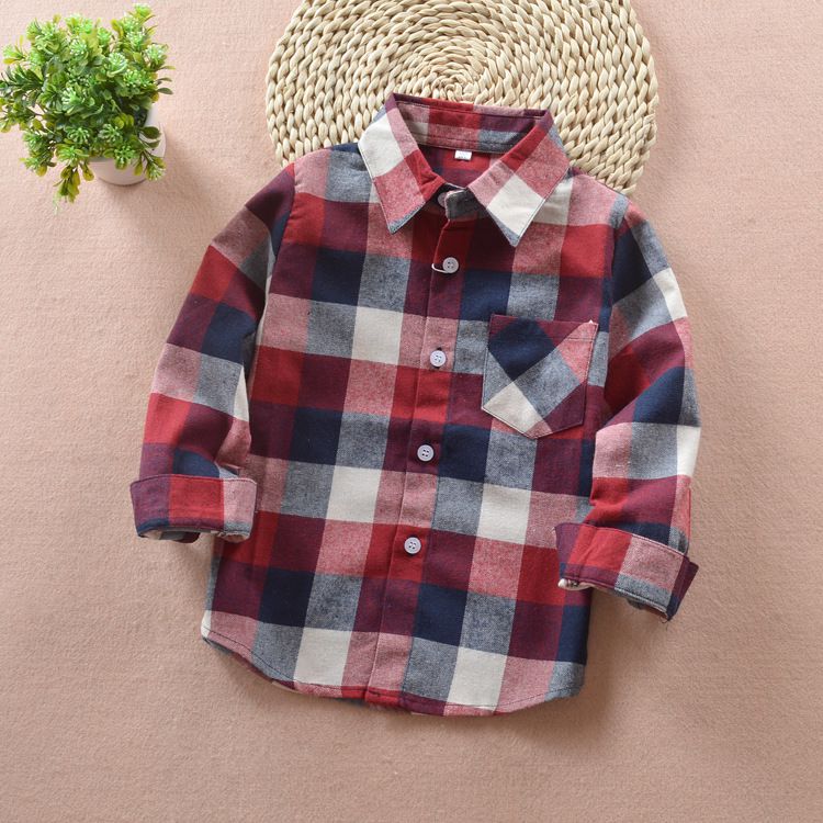 Casual Boy`s British Plaid Shirts