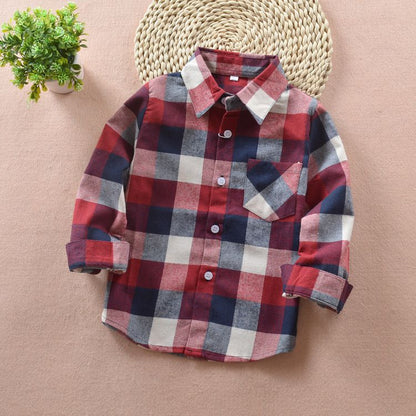 Casual Boy`s British Plaid Shirts