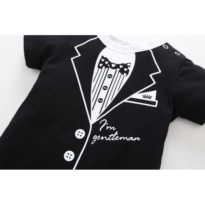 Boy's Little Gentleman Short Sleeve Romper