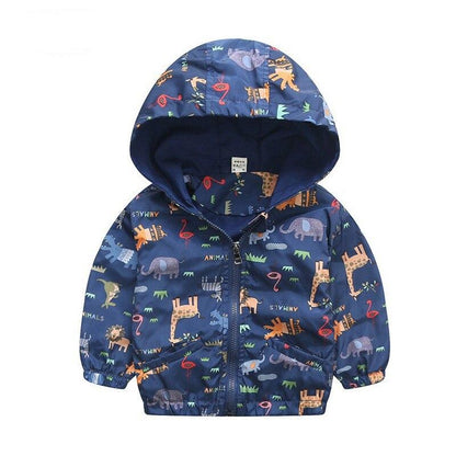 Hooded Animal Patterned Autumn Coat