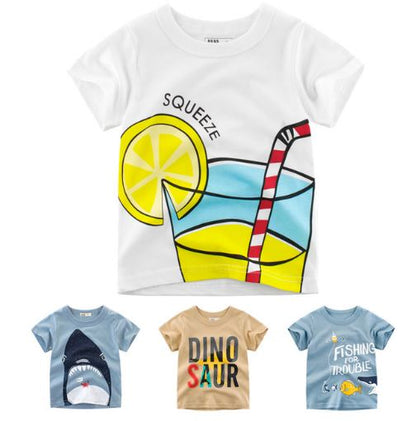 Summer Boy's Cartoon Printed Cotton T-Shirt