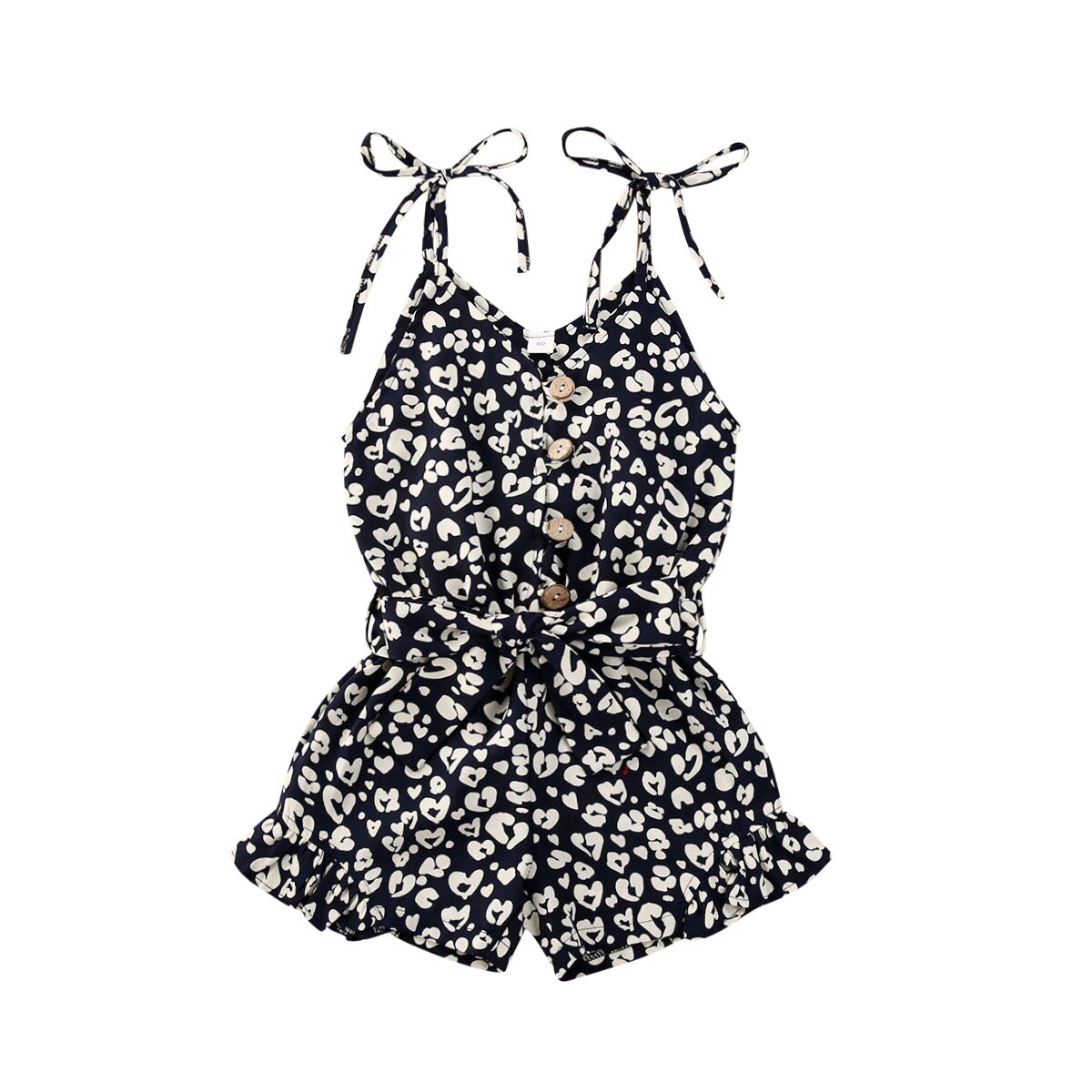 Leopard Printed Sleeveless Playsuit for Girls