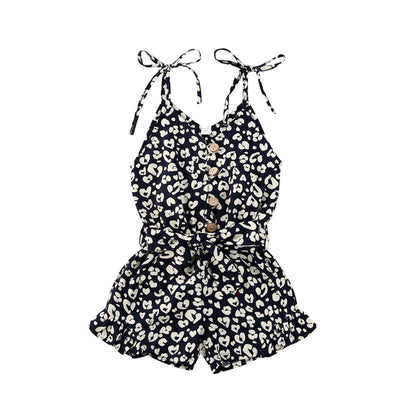 Leopard Printed Sleeveless Playsuit for Girls