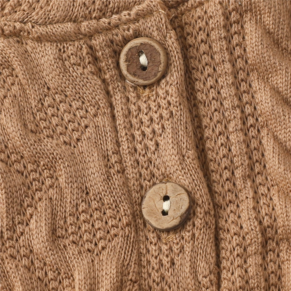 Baby's Knitted Solid Romper with Pants