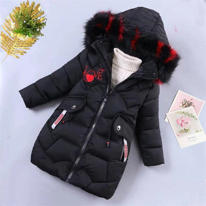 Girls Warm Winter Coat with Artificial Fur