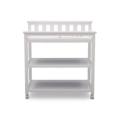 Modern White Baby's First 2 Shelf Changing Table with Wheels