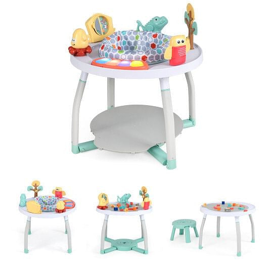 5-in-1 Baby Activity Center Interactive Bounce Seat with Removable Toys-Pink