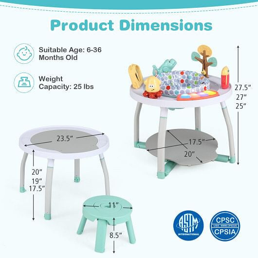 5-in-1 Baby Activity Center Interactive Bounce Seat with Removable Toys-Pink