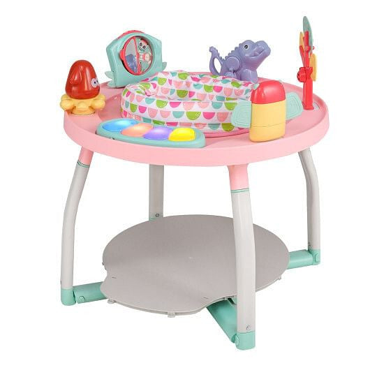 5-in-1 Baby Activity Center Interactive Bounce Seat with Removable Toys-Pink