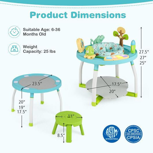 5-in-1 Baby Activity Center Interactive Bounce Seat with Removable Toys-Pink