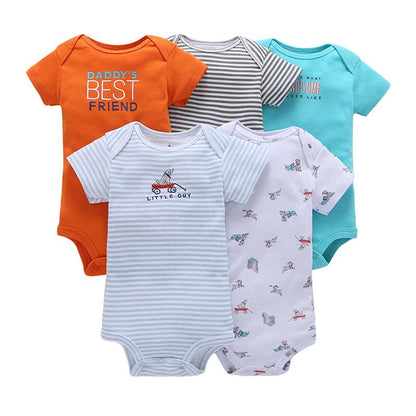 Printed Cotton Baby's Onesies 5 pcs Set