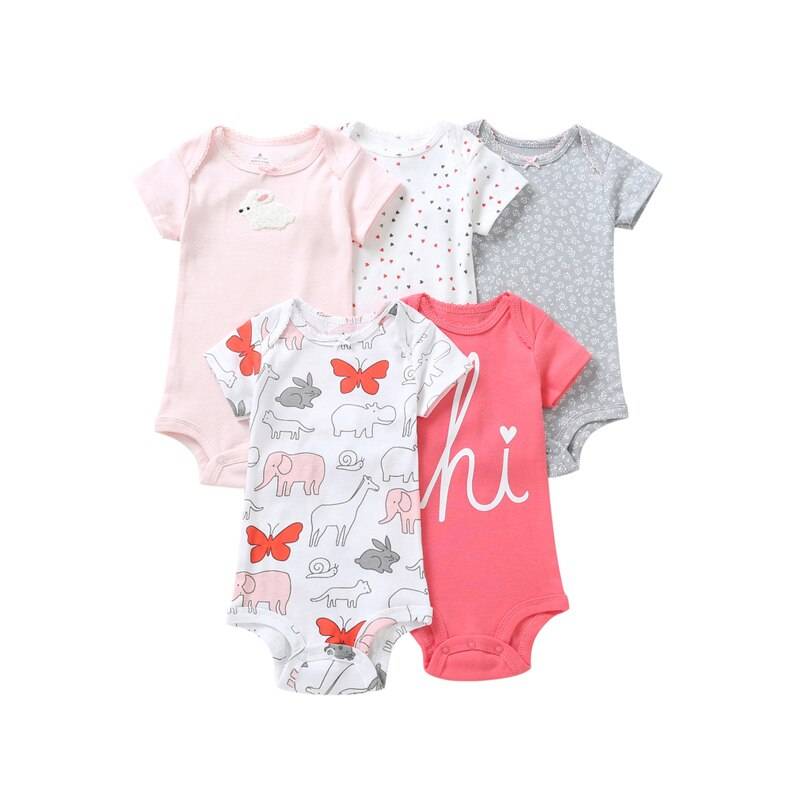 Printed Cotton Baby's Onesies 5 pcs Set