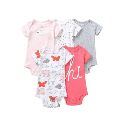 Printed Cotton Baby's Onesies 5 pcs Set