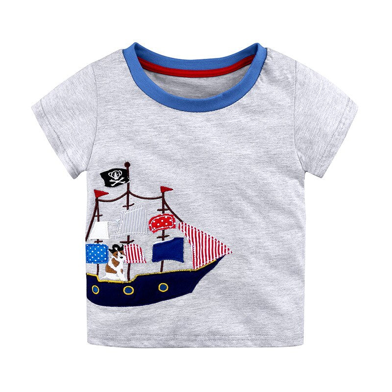 Summer Baby Cotton O-Neck T-Shirt with Cartoon Print