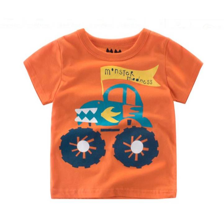 Summer Boy's Cartoon Printed Cotton T-Shirt
