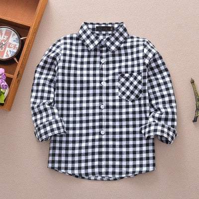 Casual Boy`s British Plaid Shirts